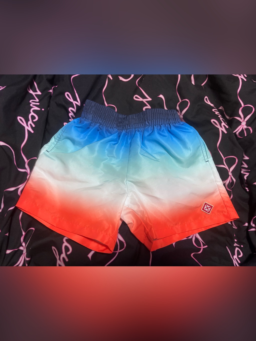 Casablanca T-Shirt, And Swim Trunks Kids Ombre Swim Trunks - Blue, White & Red